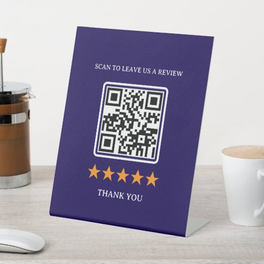 Signe De Table Code QR de lien de révision d'entreprise 8" x 10" (In SItu)
