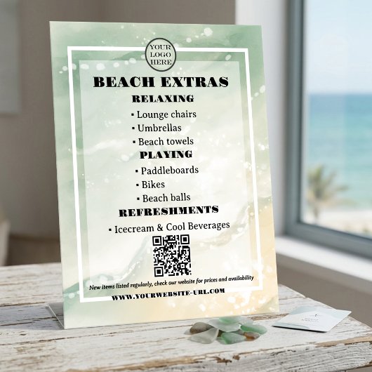 Signe De Table Code QR de location de plage côtière