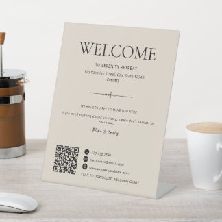 Signe De Table Code QR de location de vacances Airbnb Bienvenue B