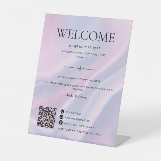 Signe De Table Code QR de location de vacances Airbnb rose (Recto)