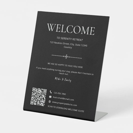 Signe De Table Code QR de location de vacances Airbnb Welcome noi (Recto)