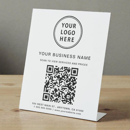 Signe De Table Code QR de logo d'entreprise moderne