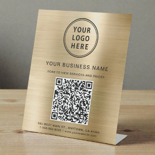 Signe De Table Code QR de logo d'entreprise moderne or