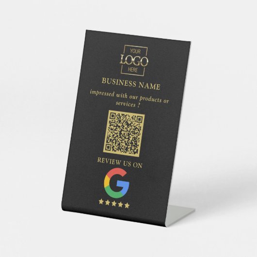 Signe De Table Code QR de logo d'entreprise pour les avis Google (Recto)