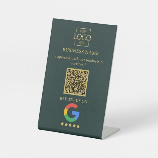 Signe De Table Code QR de logo d'entreprise pour les avis Google (Recto)
