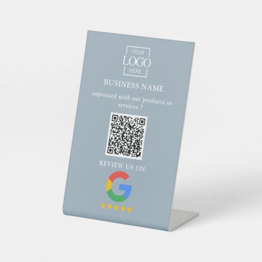 Signe De Table Code QR de logo d'entreprise pour les avis Google  (Recto)