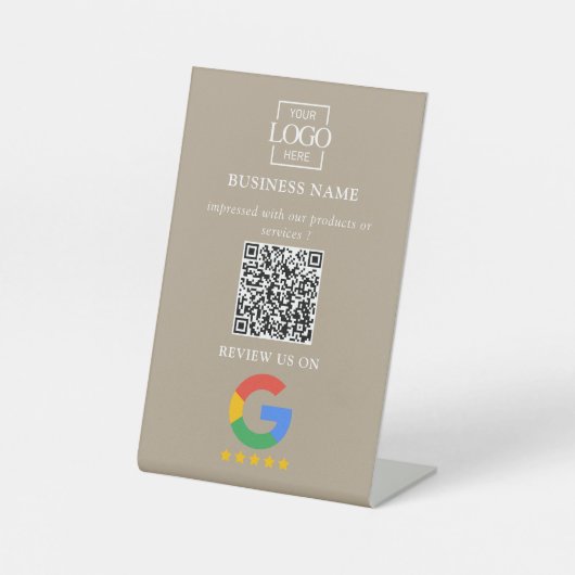 Signe De Table Code QR de logo d'entreprise pour les avis Google (Recto)