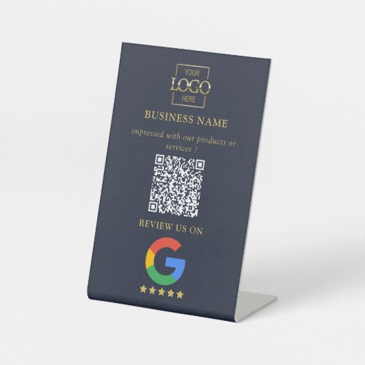 Signe De Table Code QR de logo d'entreprise pour les avis Google (Recto)