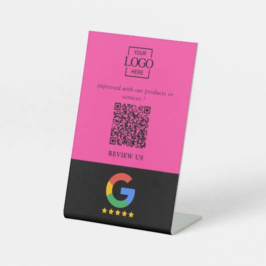 Signe De Table Code QR de logo d'entreprise pour les avis Google  (Recto)