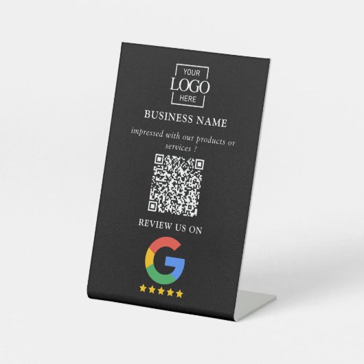 Signe De Table Code QR de logo d'entreprise pour les avis Google (Recto)