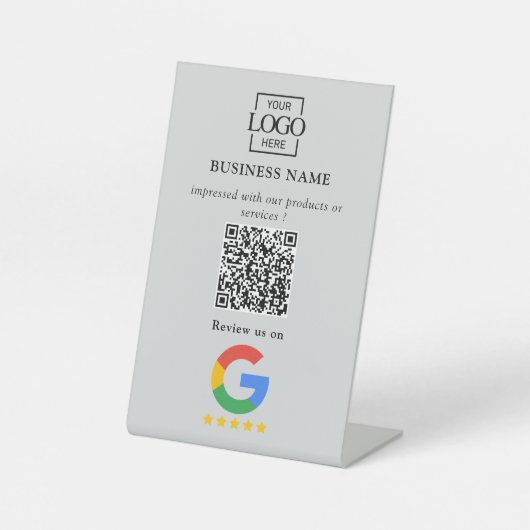 Signe De Table Code QR de logo d'entreprise pour les avis Google  (Recto)