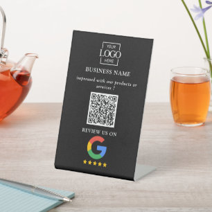 Signe De Table Code QR de logo d'entreprise pour les avis Google