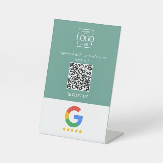 Signe De Table Code QR de logo d'entreprise pour les avis Google (Recto)