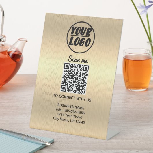 Signe De Table Code QR de logo d'entreprise professionnel personn (In SItu)