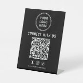 Signe De Table Code QR de logo d'entreprise sur socle noir (Recto)