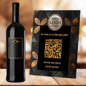 Signe De Table Code QR de logo noir or élégant pour entreprise
