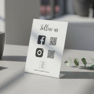 Signe De Table Code QR de logo personnalisé pour nous suivre sur