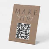 Signe De Table Code QR de maquilleuse en terre cuite foncée (Recto)
