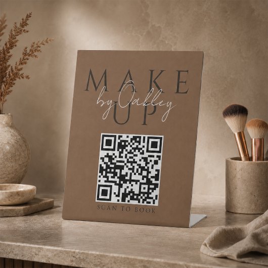 Signe De Table Code QR de maquilleuse en terre cuite foncée