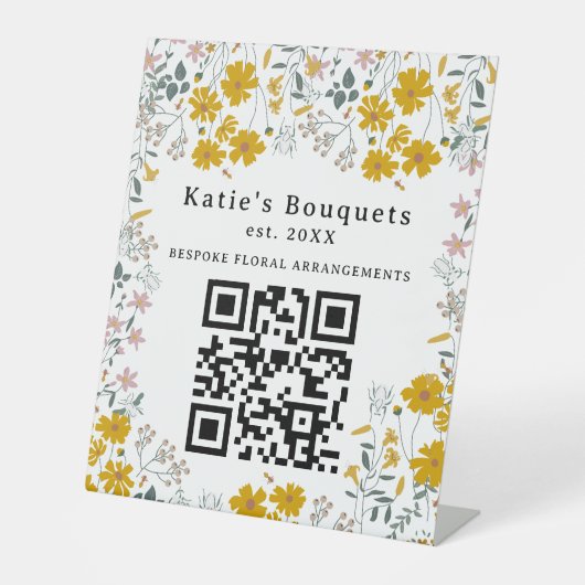 Signe De Table Code QR de marché de fleurs de stand de drapeau pe (Recto)