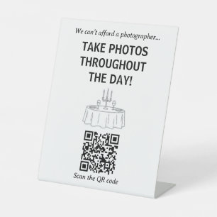 Signe De Table Code QR de mariage au lieu d'un photographe