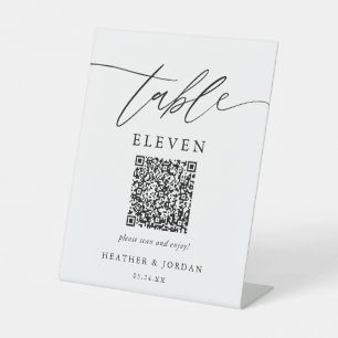 Signe De Table Code QR de mariage élégant Numéros de table
