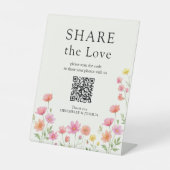Signe De Table Code QR de mariage Fleur sauvage orange rose (Recto)