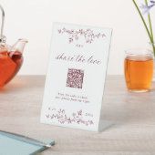 Signe De Table Code QR de mariage floral bordeaux rouge foncé vin (In SItu)