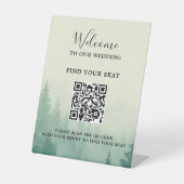 Signe De Table Code QR de mariage forestier aux pins aquarelle ru (Recto)