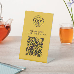 Signe De Table Code QR de menu de logo d'entreprise personnalisé
