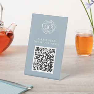 Signe De Table Code QR de menu de logo d'entreprise personnalisé