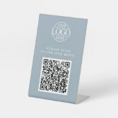 Signe De Table Code QR de menu de logo d'entreprise personnalisé (Recto)