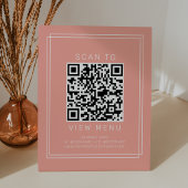 Signe De Table Code QR de menu de restaurant Avery Minimal Blush