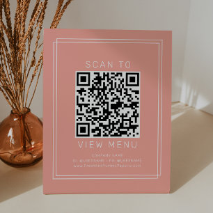 Signe De Table Code QR de menu de restaurant Avery Minimal Blush