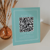 Signe De Table Code QR de menu de restaurant vert menthe moderne
