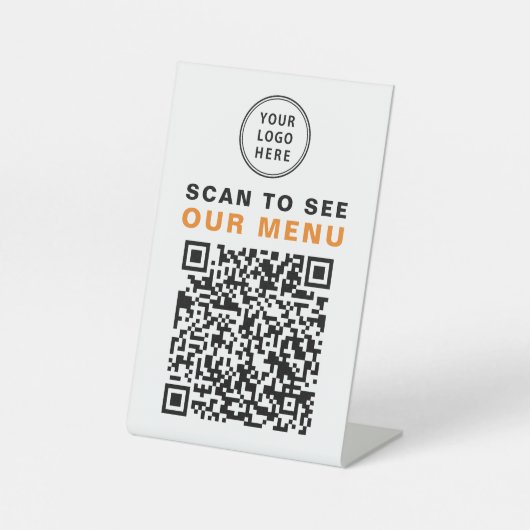 Signe De Table Code QR de menu Logo de restaurant café (Recto)