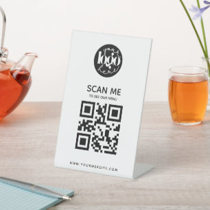 Signe De Table Code QR de menu minimaliste professionnel avec log