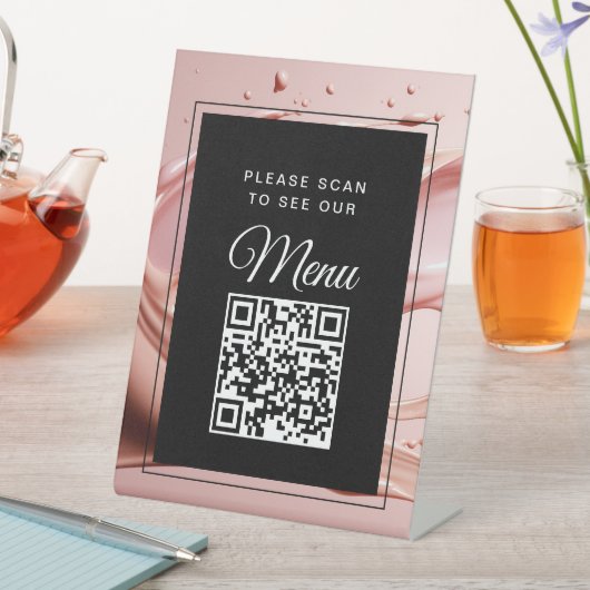 Signe De Table Code QR de menu numérique Rose Blush (In SItu)