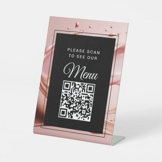 Signe De Table Code QR de menu numérique Rose Blush (Recto)