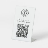Signe De Table Code QR de menu personnalisé noir et blanc pour en (Recto)