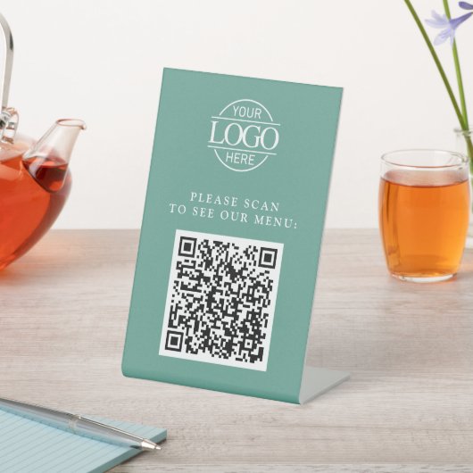 Signe De Table Code QR de menu personnalisé simple avec logo d'en (In SItu)