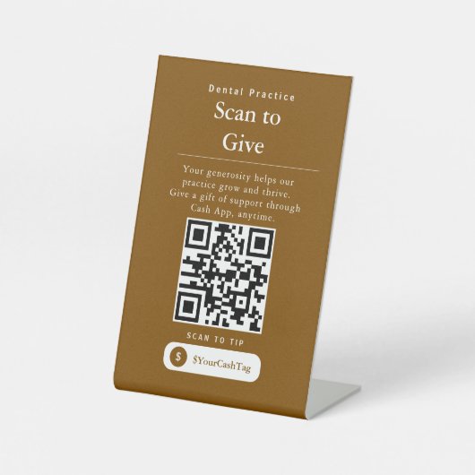 Signe De Table Code QR de Modern Cash App Tips (Recto)