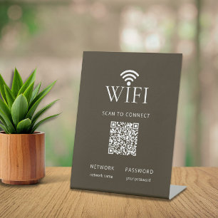 Signe De Table Code QR de mot de passe de réseau WiFi minimaliste