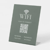 Signe De Table Code QR de mot de passe de réseau WiFi vert modern (Recto)
