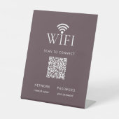 Signe De Table Code QR de mot de passe de réseau WiFi violet marr (Recto)