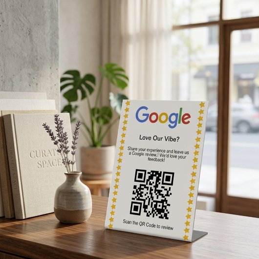 Signe De Table Code QR de notation moderne cinq étoiles sur Googl