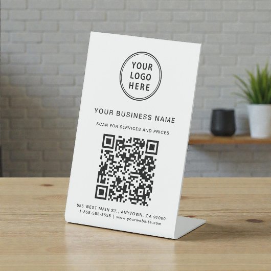 Signe De Table Code QR de numérisation du logo d'entreprise pour