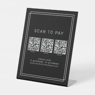 Signe De Table Code QR de paiement à balayer Avery Moderne Noir p