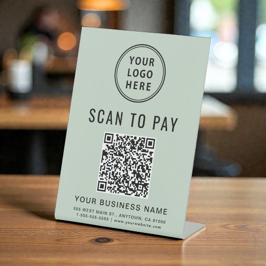 Signe De Table Code QR de paiement à balayer Logo d'entreprise Ve
