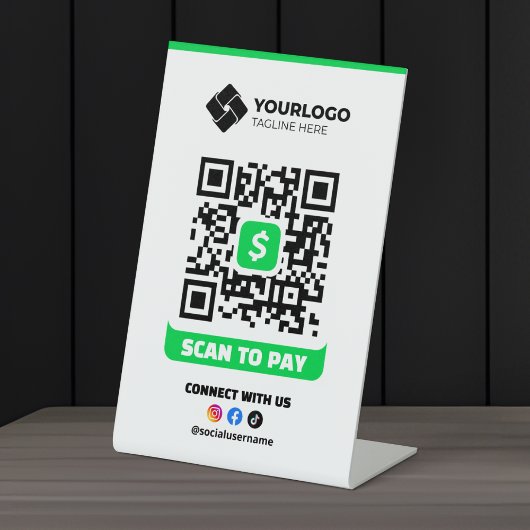 Signe De Table Code QR de paiement à scanner Logo de l'applicatio